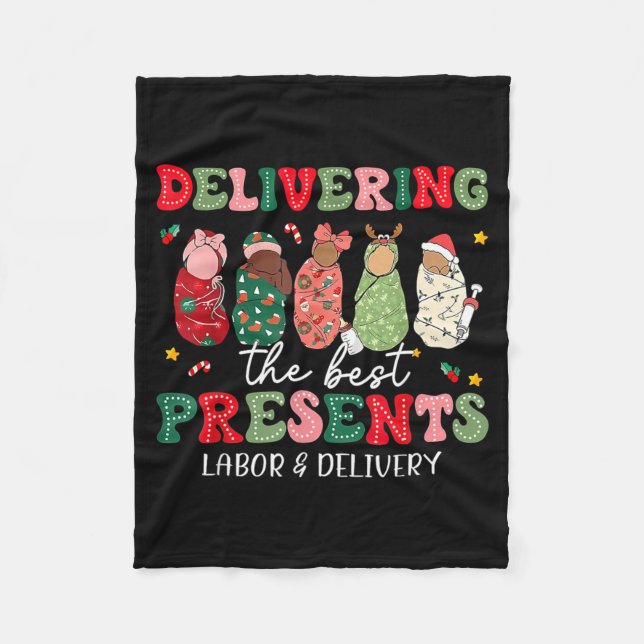 Delivering The Labor Delivery Nurse Christmas  Fleece Blanket (Front)