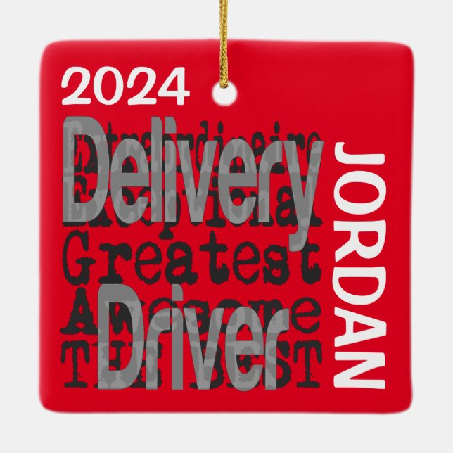 Delivery Driver Extraordinaire CUSTOM Ceramic Ornament (Back)