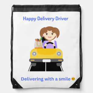 Delivery Driver Happy Delivering T-Shirt Drawstring Bag