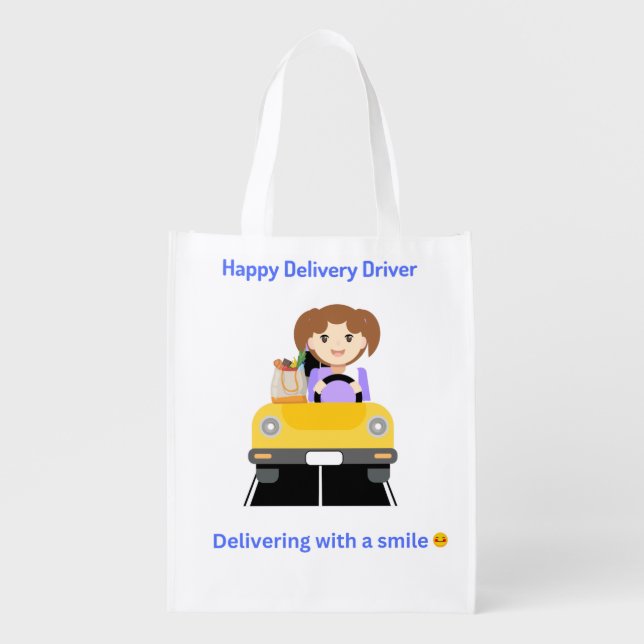 Delivery Driver Happy Delivering T-Shirt Grocery Bag (Front)