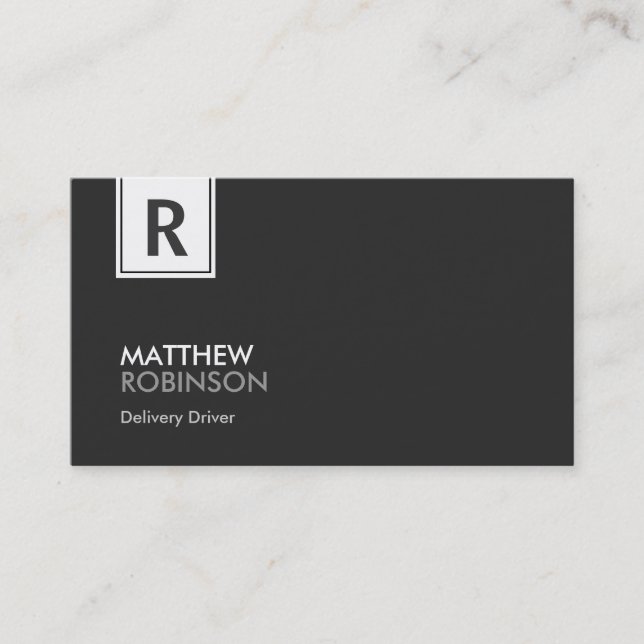 Delivery Driver - Modern Classy Monogram Business Card (Front)