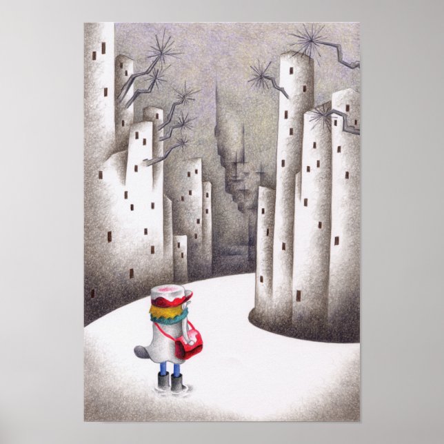 Delivery driver on a snowy road. poster (Front)