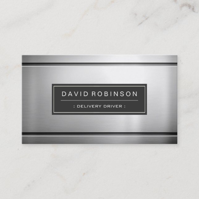 Delivery Driver - Premium Silver Metal Business Card (Front)