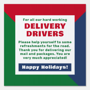 Delivery Driver Snack Basket Green, Red & Navy Sign