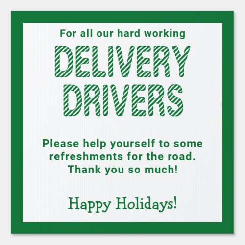 Delivery Driver Thank You Candy Stripe Green Sign