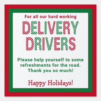 Delivery Driver Thank You Candy Stripe Red & Green Sign