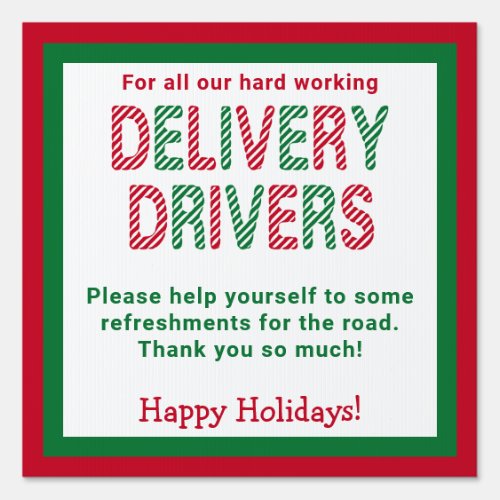 Delivery Driver Thank You Candy Stripe Red  Green Sign