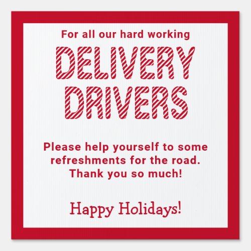 Delivery Driver Thank You Candy Stripe Red Sign