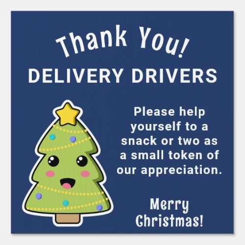 Delivery Driver Thank You Christmas Tree Navy Sign