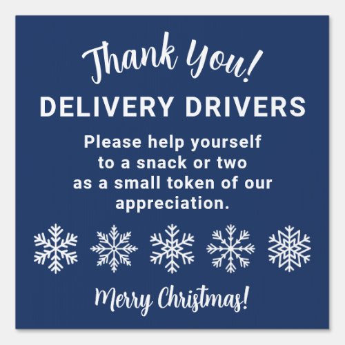 Delivery Driver Thank You Snowflake Navy Sign