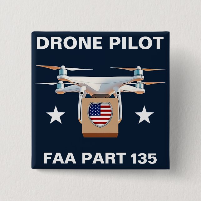 Delivery Drone Pilot Button (Customize It!) (Front)