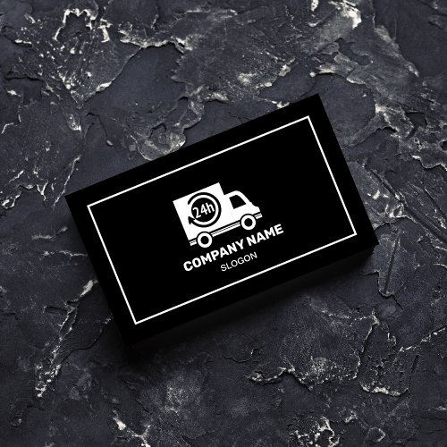 Delivery Fast Modern Black  White Professional Business Card