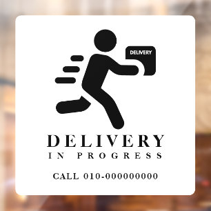 Delivery In Progress Parcel Package Car Truck Van Window Cling