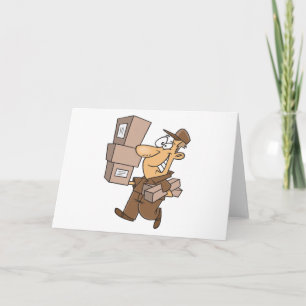 Delivery Man Carrying Packages and Parcels Letterpress Thank You Card