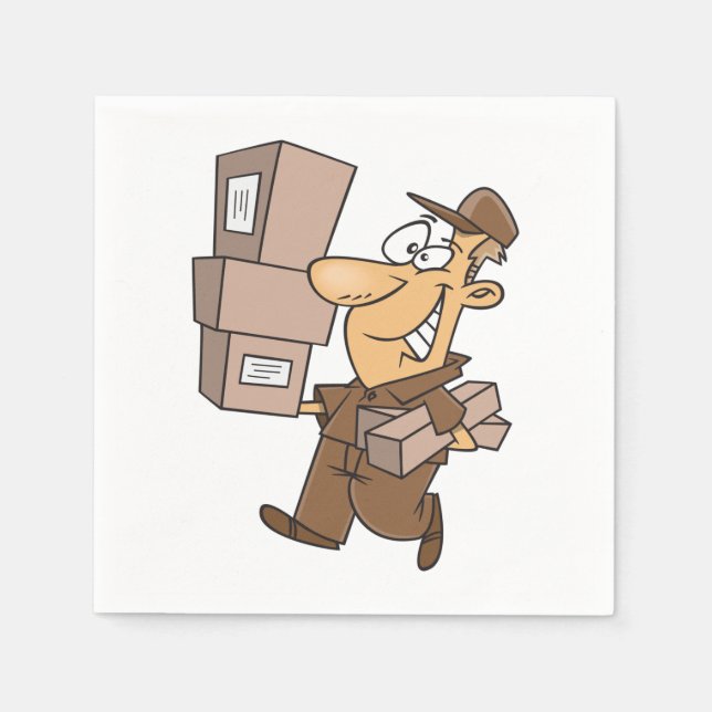 Delivery Man Carrying Packages and Parcels Napkins (Front)