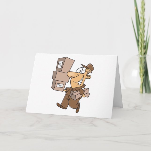 Delivery Man Carrying Packages and Parcels Thank You Card (Front)