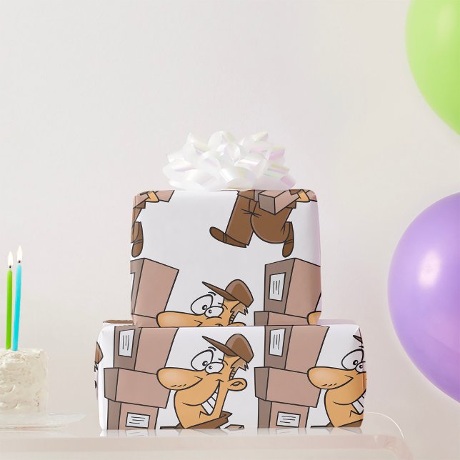 Delivery Man Carrying Packages and Parcels Wrapping Paper (Creator Uploaded)