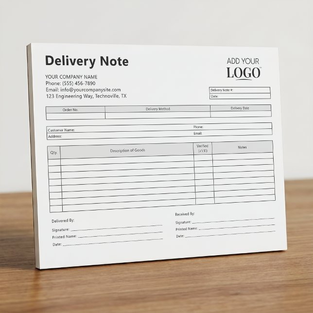 Delivery Note Template | Custom Logo Form (Creator Uploaded)