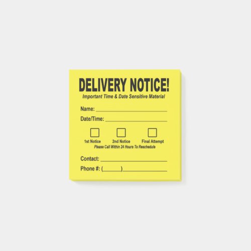 Delivery Notice Sticky Note