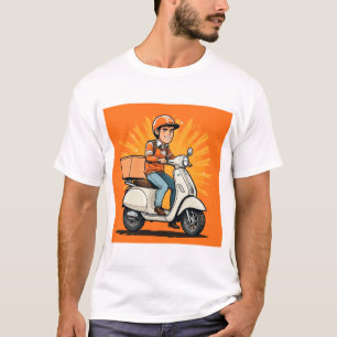 Delivery Rider on Modern Scooter T-Shirt