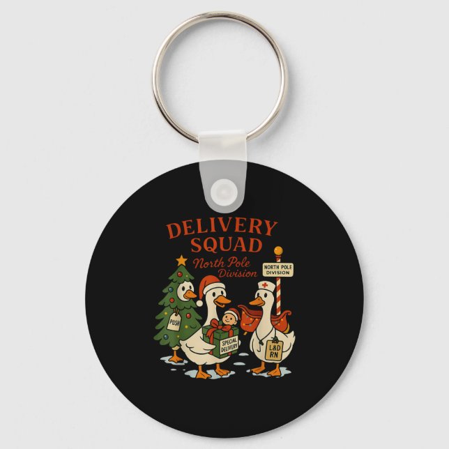 Delivery Squad Labor And Delivery Nurse Christmas  Keychain (Front)