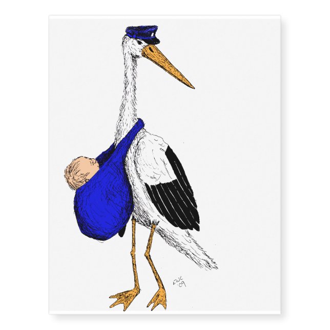 Delivery Stork Temporary Tattoo (Front)