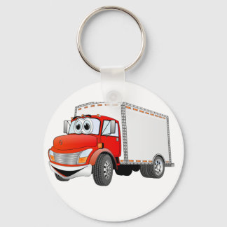 Delivery Truck Red White Box Cartoon Keychain