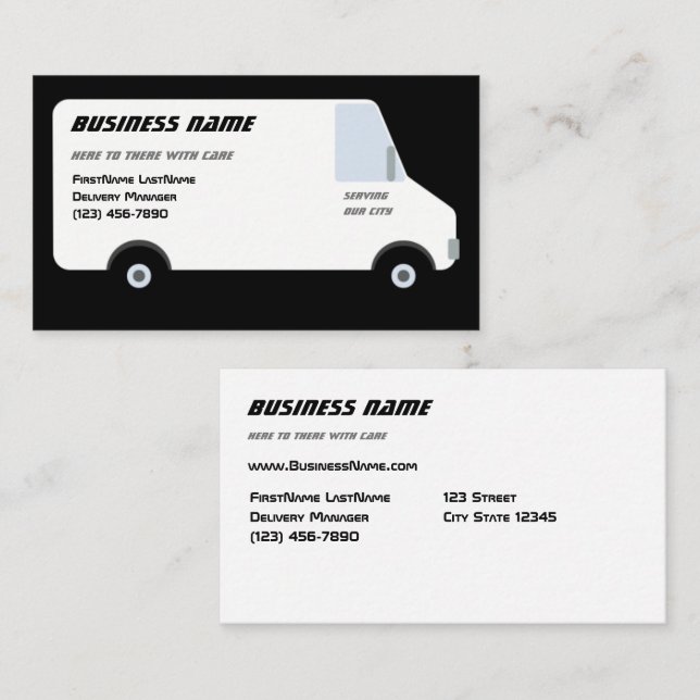 Delivery Van Black Business Card (Front/Back)