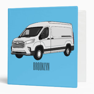 Delivery van cartoon illustration 3 ring binder