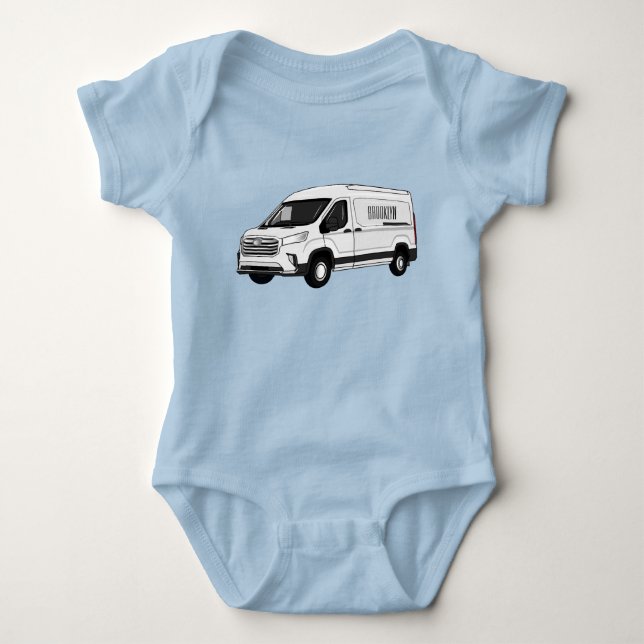 Delivery van cartoon illustration baby bodysuit (Front)