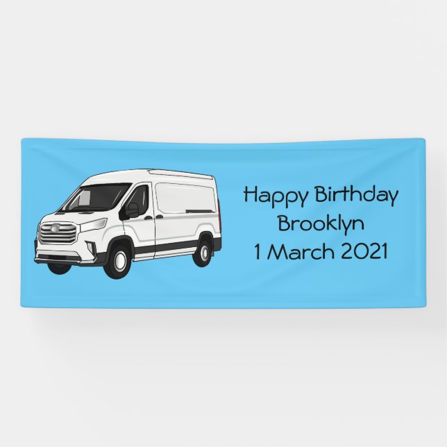 Delivery van cartoon illustration banner (Horizontal)