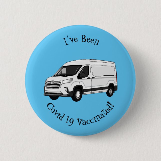Delivery van cartoon illustration button (Front)