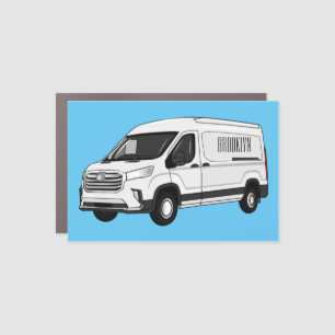 Delivery van cartoon illustration car magnet