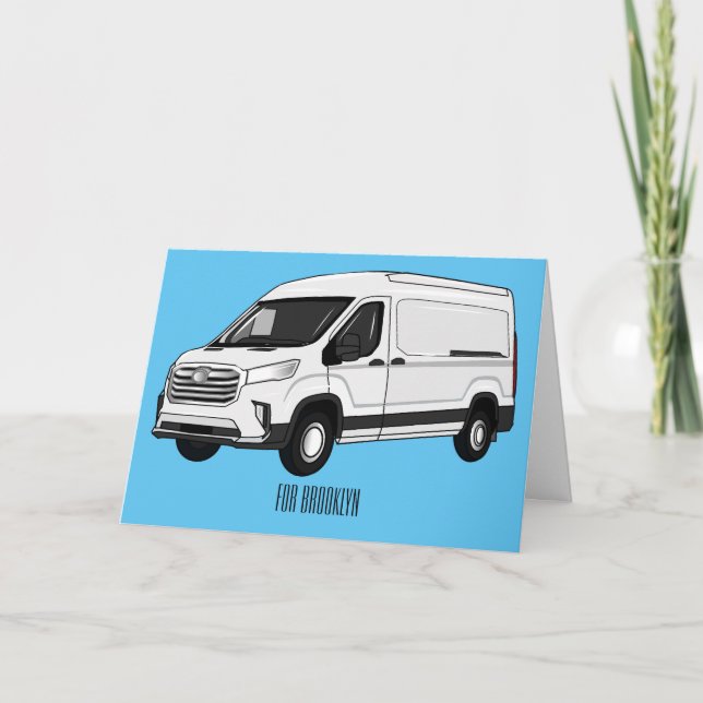 Delivery van cartoon illustration card (Front)