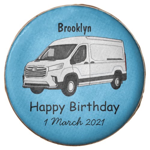 Delivery van cartoon illustration chocolate covered oreo