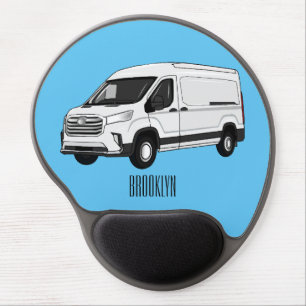 Delivery van cartoon illustration gel mouse pad