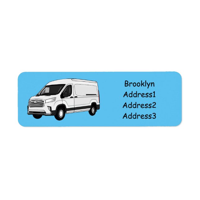 Delivery van cartoon illustration label (Front)
