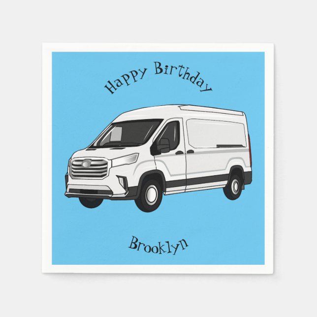 Delivery van cartoon illustration napkins (Front)