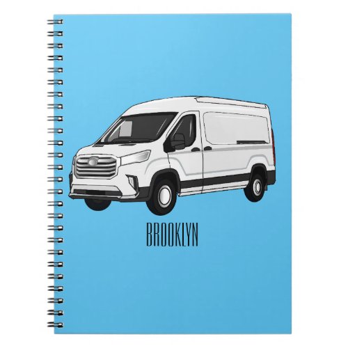 Delivery van cartoon illustration notebook