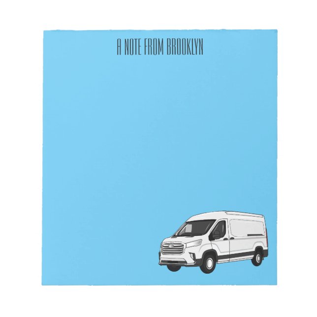 Delivery van cartoon illustration notepad (Front)
