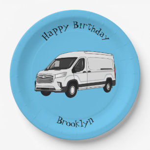 Delivery van cartoon illustration paper plates