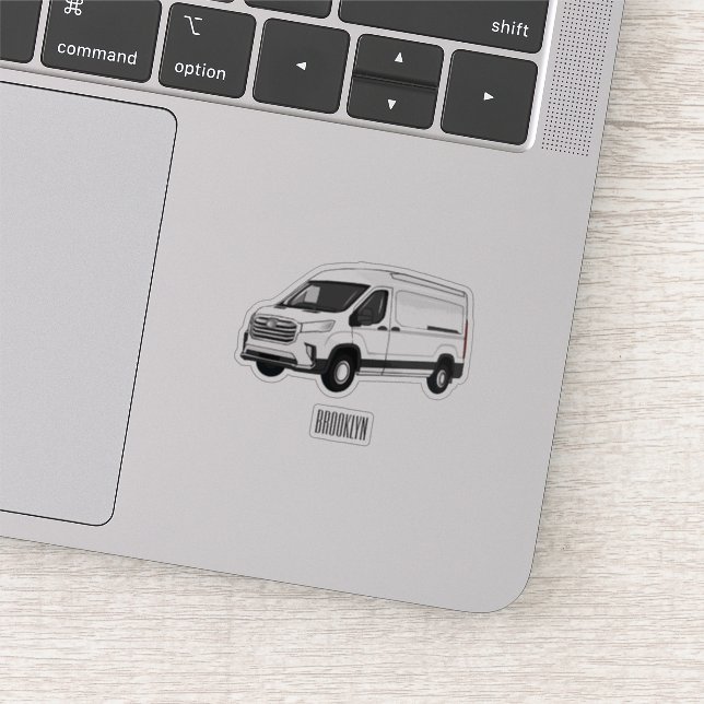 Delivery van cartoon illustration sticker (Detail)