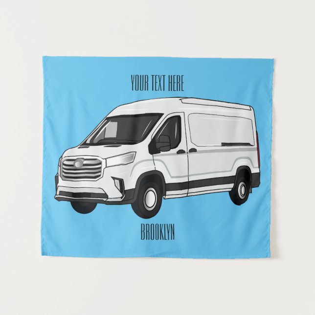 Delivery van cartoon illustration tapestry (Front (Horizontal))