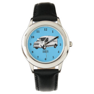 Delivery van cartoon illustration watch