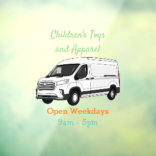 Delivery van cartoon illustration window cling