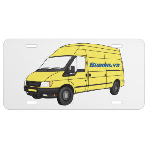Delivery van illustration license plate