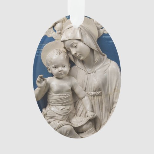 Della Robbia Lehman Madonna and Child Blue White Ornament