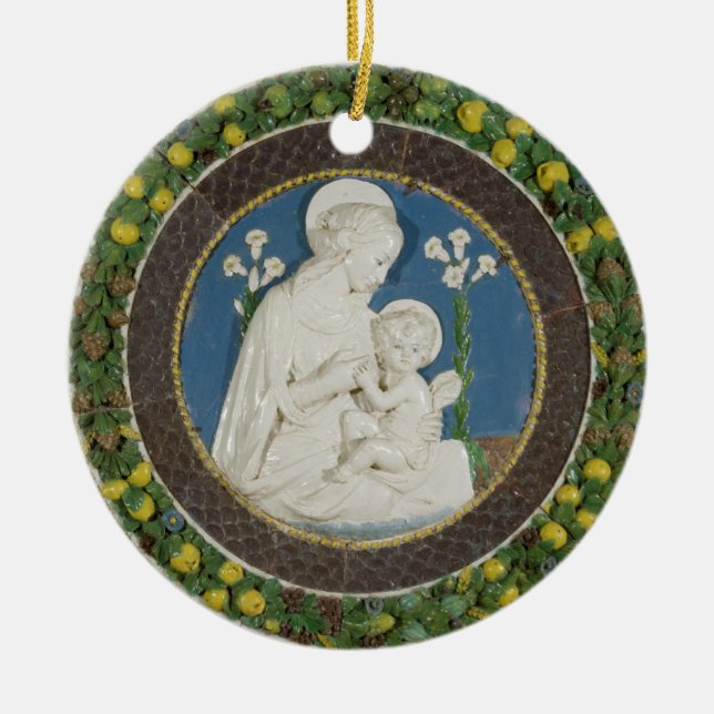 Della Robbia Virgin of the Lilies - Fruit Garland Ceramic Ornament (Front)