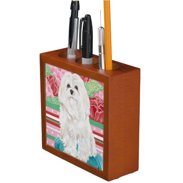 Della Rose Maltese Desk Organizer (In Situ)