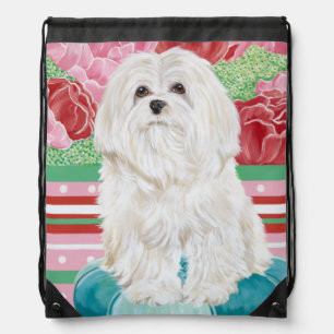 Della Rose Maltese Drawstring Bag